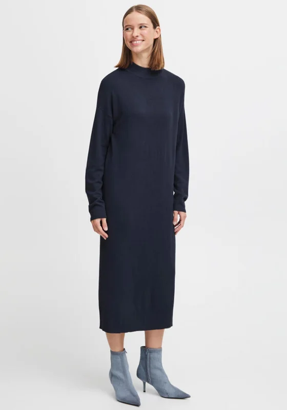 B.Young Morla Knit Midi Dress, Navy