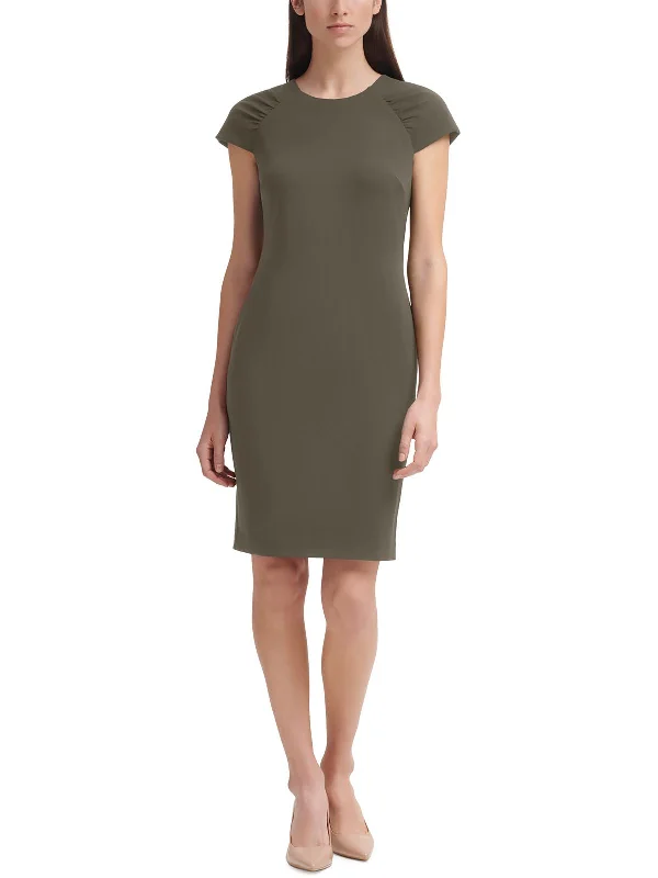 Womens Gathered Above Knee Sheath Dress