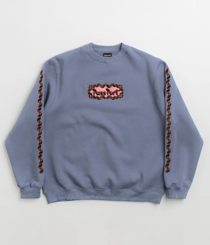 Pass Port Pattoned Crewneck Sweatshirt - Washed Out Blue