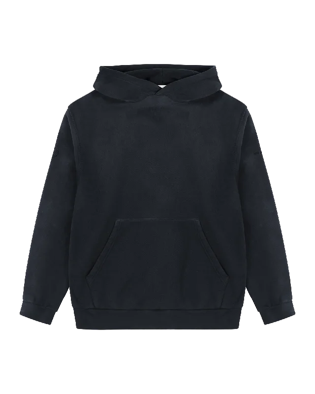 BLACK GARMENT DYE BOXY HOODIE