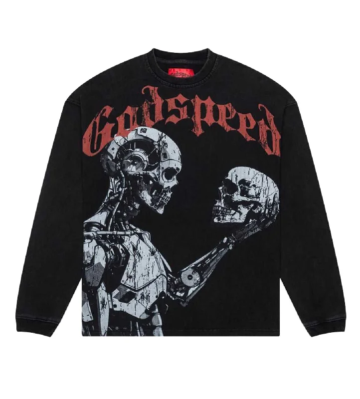 Godspeed Human Vs AI III L/S Tee Washed Black