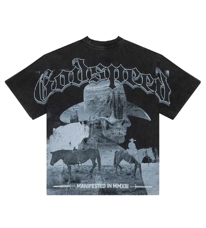 Godspeed Cowboy Horses Tee Washed Black