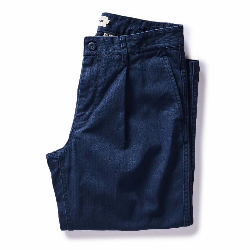 The Matlow Pant in Dark Navy Herringbone