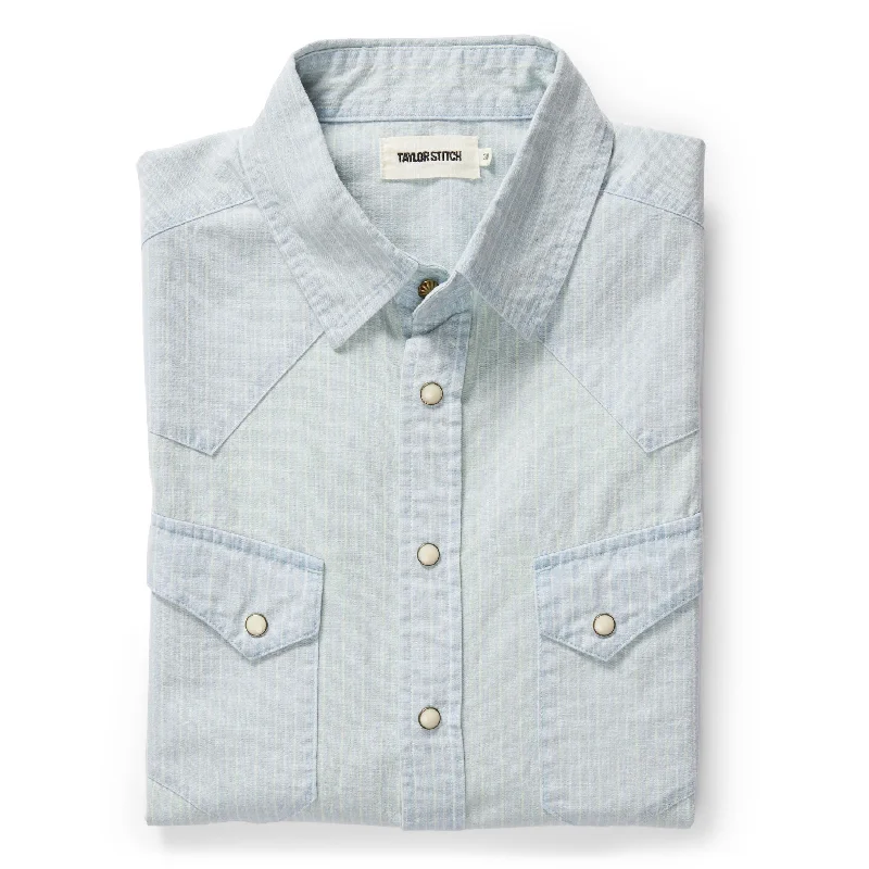 The Western Shirt in Bleached Indigo Stripe