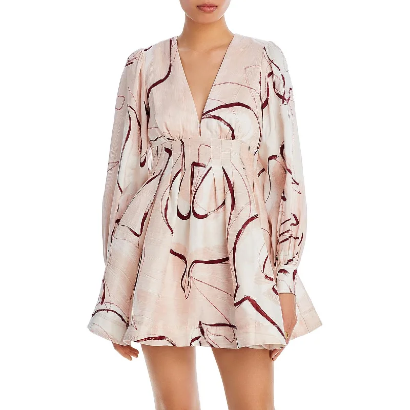 AJE Womens Amelia Printed Short Fit & Flare Dress