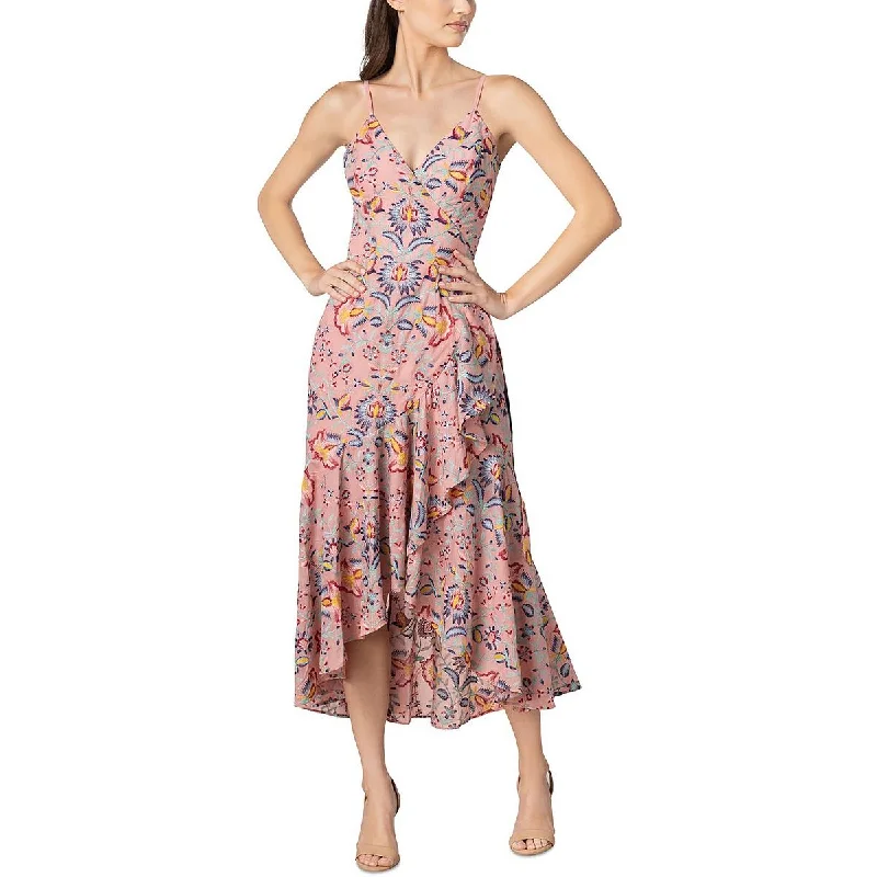 Dress The Population Womens Embroidered Midi Fit & Flare Dress