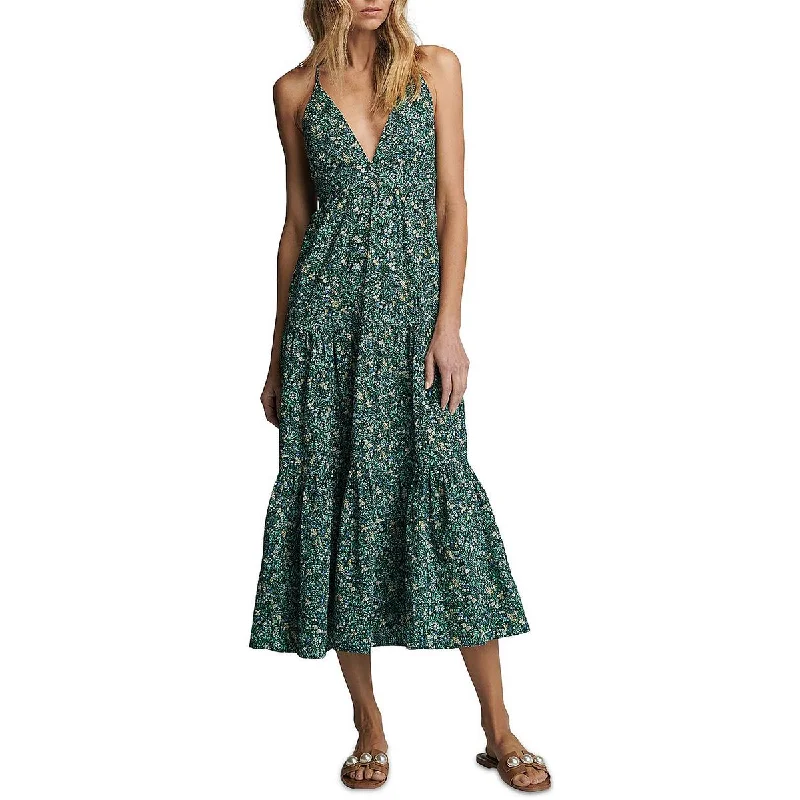 Sundays Womens Crepe Tea-Length Fit & Flare Dress