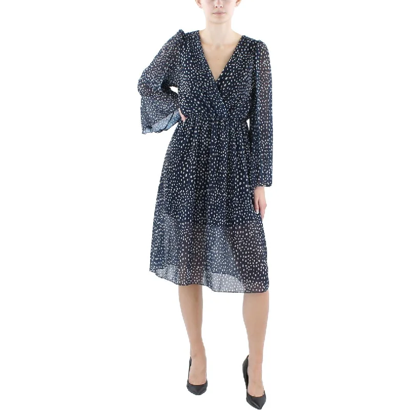 Lola Womens Chiffon Printed Fit & Flare Dress