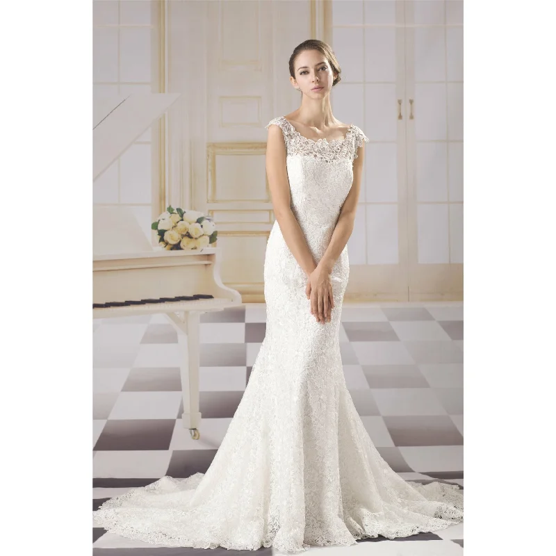 Elegant Allover Floral Lace Mermaid Wedding Dress