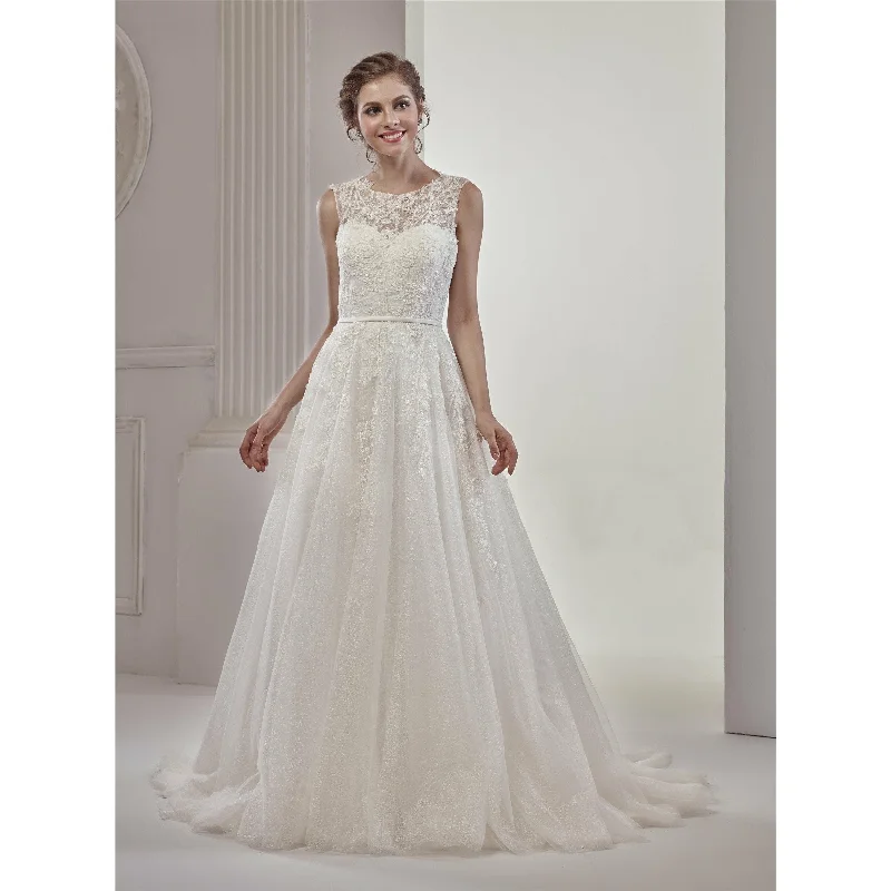 Sophisticated Chantilly Lace Illusion Sweetheart Wedding Dress