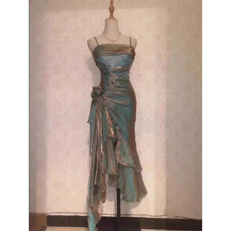 Cinessdshop dress French Style High-Grade  Wedding Dress Can Be Worn at Ordinary Times Fairy Super Fairy  Green Sling Dress