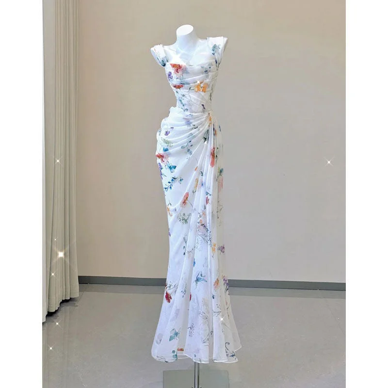 Cinessdshop like a butterfly dress to impress Gentle Style Printed Chic Unique Niche French Style Suspender Dress Slimming Sexy Banquet Dress Morning Gown Light Wedding Dress