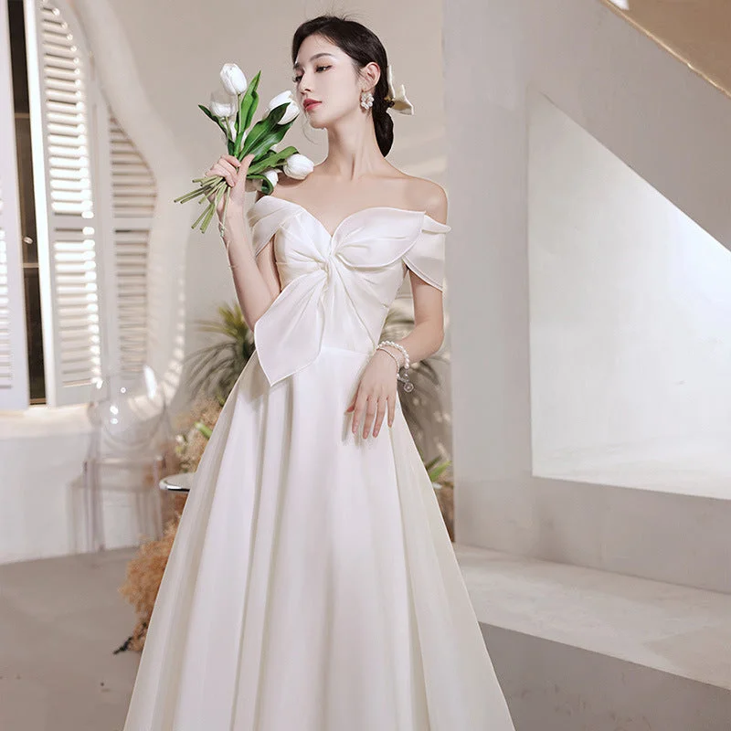 Cinessdshop princess costume ideas French Style Light Wedding Dress 2024 Satin Outdoor Yarn Mori Travel Photography Bridal Wedding Engagement Dress off-Shoulder