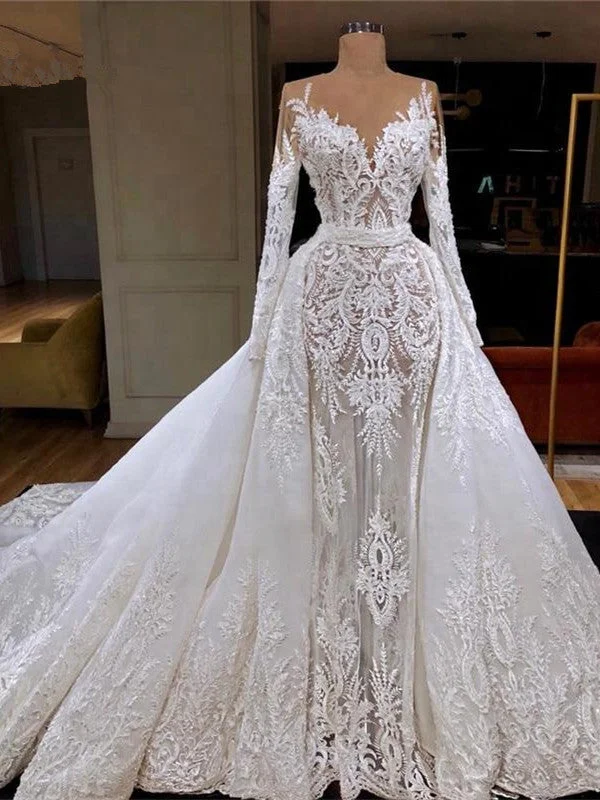 Delicate Lace Wedding Dresses 2 In 1 Ball Gown Bridal Gowns WD254