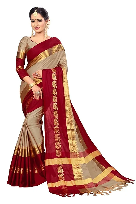 Designer Sarees Women's Banarasi Cotton Silk Saree With Blouse Piece Indian Sari Traditional Saree Wedding Dress Handmade Famous Actress Style Party Wear Free Size Ethenic Wear Clothes For Women