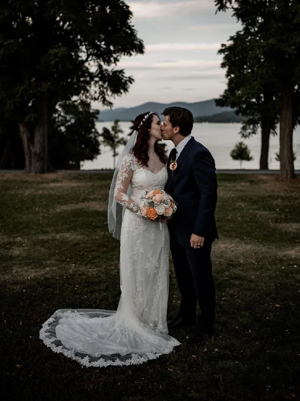 Dreamy Lace Sweetheart Neckline Long Seleeve Mermaid Wedding Dresses WD550