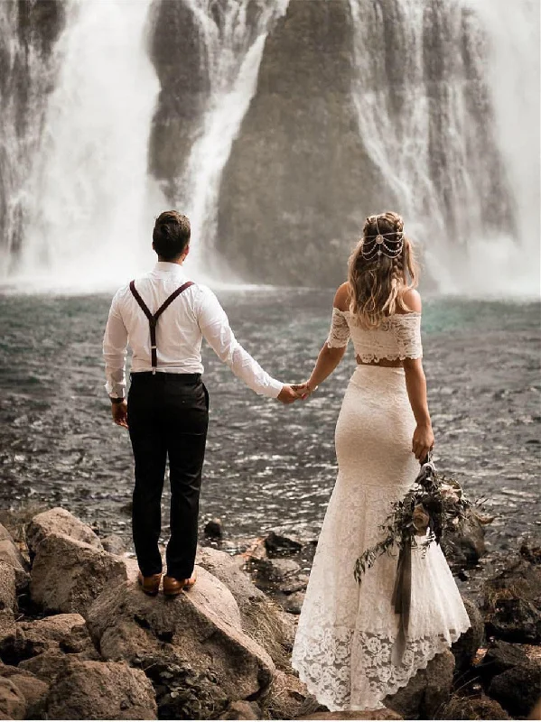 Gorgeous 2 Pieces Lace Wedding Dresses Mermaid/Trumpet Gowns WD198