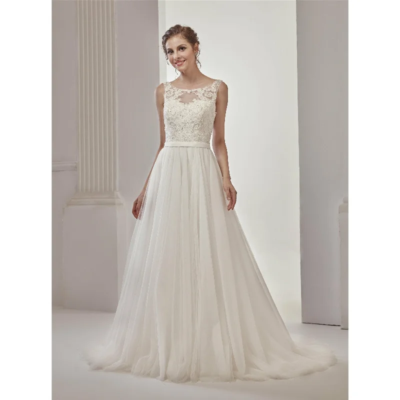 Illusion Neckline Hand-beaded Wedding Dress