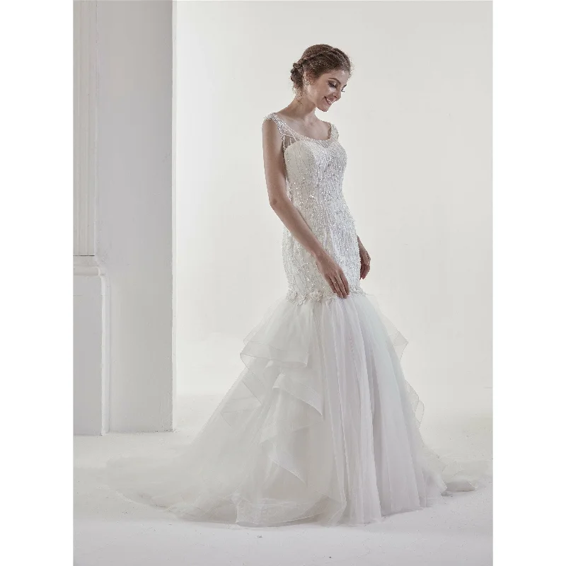 Illusion Sweetheart Sequinned Beaded Mermaid Wedding Dress