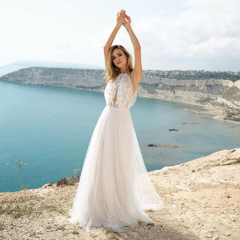 Cinessd Back to school outfit Lace Appliqued Wedding Dresses For Women 2022 Customize Made White  Llusion Back Beach Vintage Bridal Gowns Vestidos De Novia