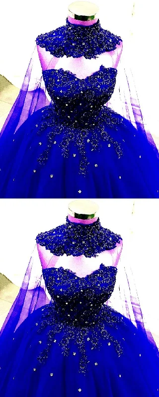 Luxury Lace Beaded Sweetheart Ball Gown Wedding Dress With Cape PROM DRESS  cg15614