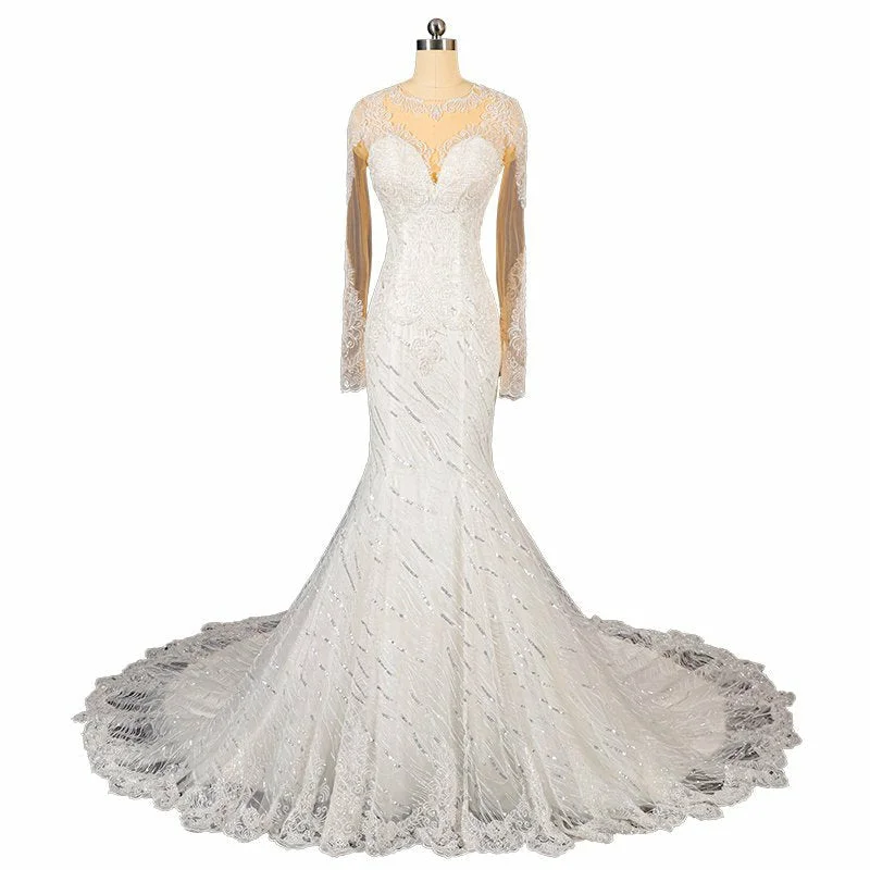 Mermaid Sequin Long Sleeves Wedding Dress