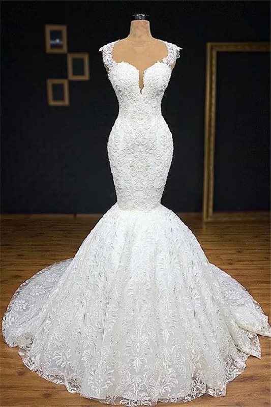 Mermaid Wedding Dresses With Appliques Tulle Ruffles Lace Bridal Gowns Prom Dresses cg23299 Mermaid Wedding Dresses With Appliques Tulle Ruffles Lace Bridal Gowns Prom Dresses cg23299