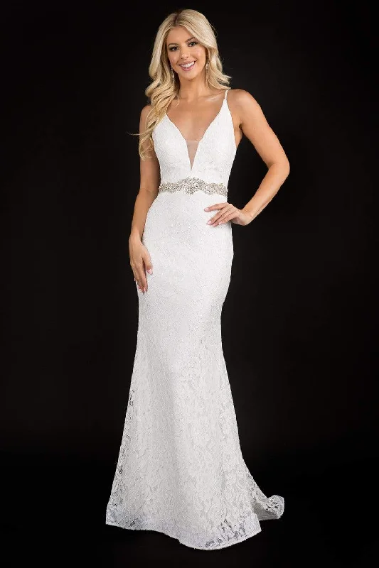 Nina Canacci 2299 - Plunging V-Neck Lace Gown