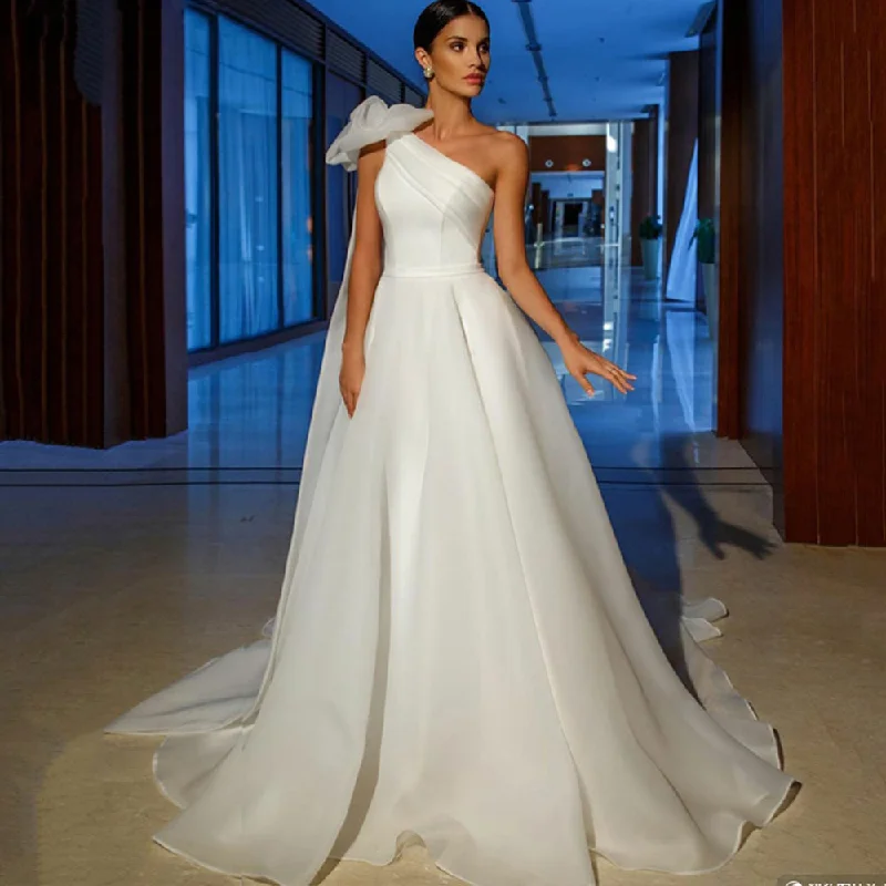 Cinessd Back to school outfit One Shoulder Organza Wedding Dress 2022 For Women Custom Made Robe De Mariee  Elegant A Line Bridal Dresses Newest Wedding