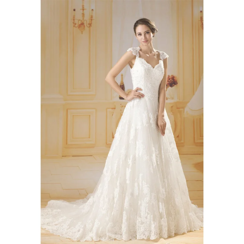 Queen Anne Neckline Wedding Dress