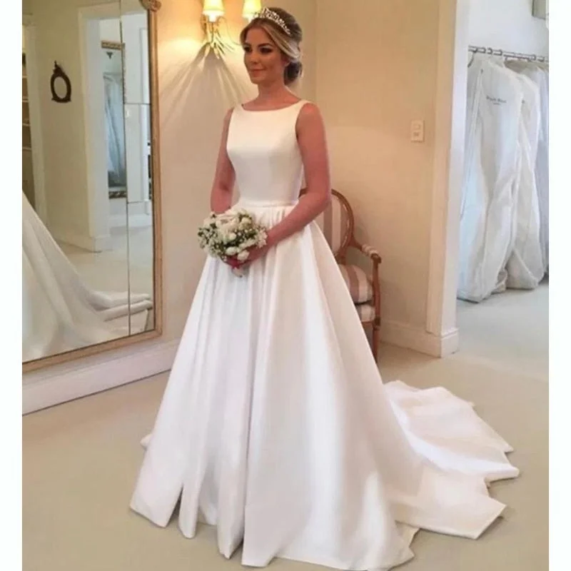 Cinessd Back to school Robe De Mariee Vestido Boho Wedding Dress Satin Longue Robe De Soiree Simple Robe De Soiree Bride To Be