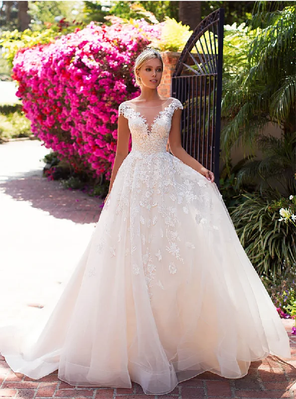 Cinessd Back to school Smileven A-Line Lace Wedding Dress 2022 Bride Gowns Lace Appliques Sexy Backless Robe De Mariage Wedding Long Dresses
