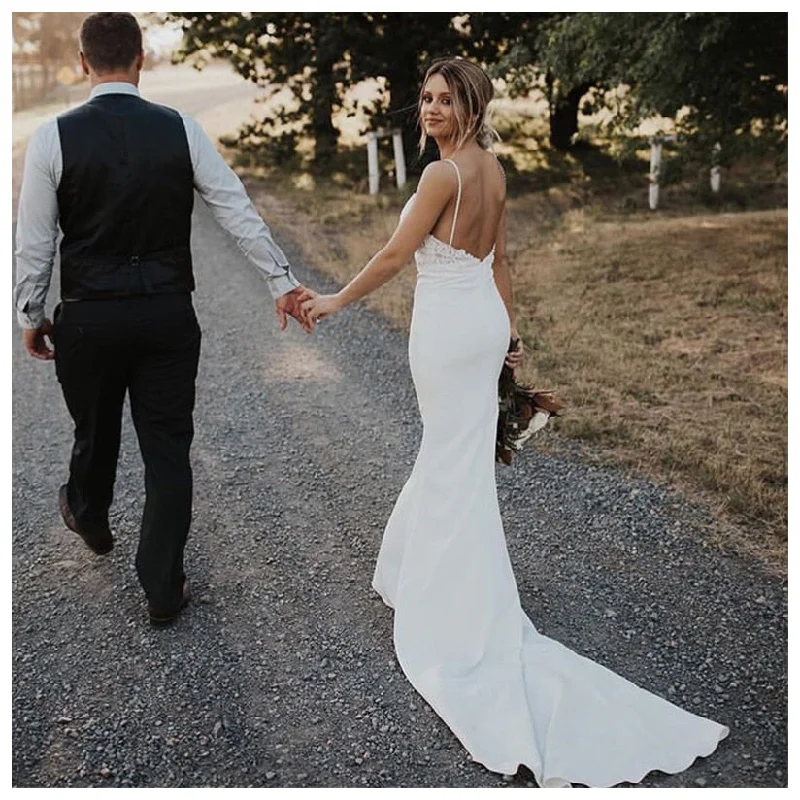 Cinessd Back to school Smileven Mermaid Wedding Dress Spaghetti Straps Sleeveless Lace Top Beach Bride Dresses Train Elegant Wedding Bridal Gowns 2022 Cinessd Back to school Smileven Mermaid Wedding Dress Spaghetti Straps Sleeveless Lace Top Beach Bride Dresses Train Elegant Wedding Bridal Gowns 2022