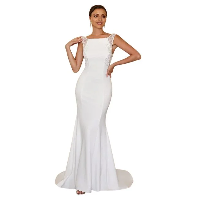 Sparkle Lace Boat-neck Mermaid Wedding Dress