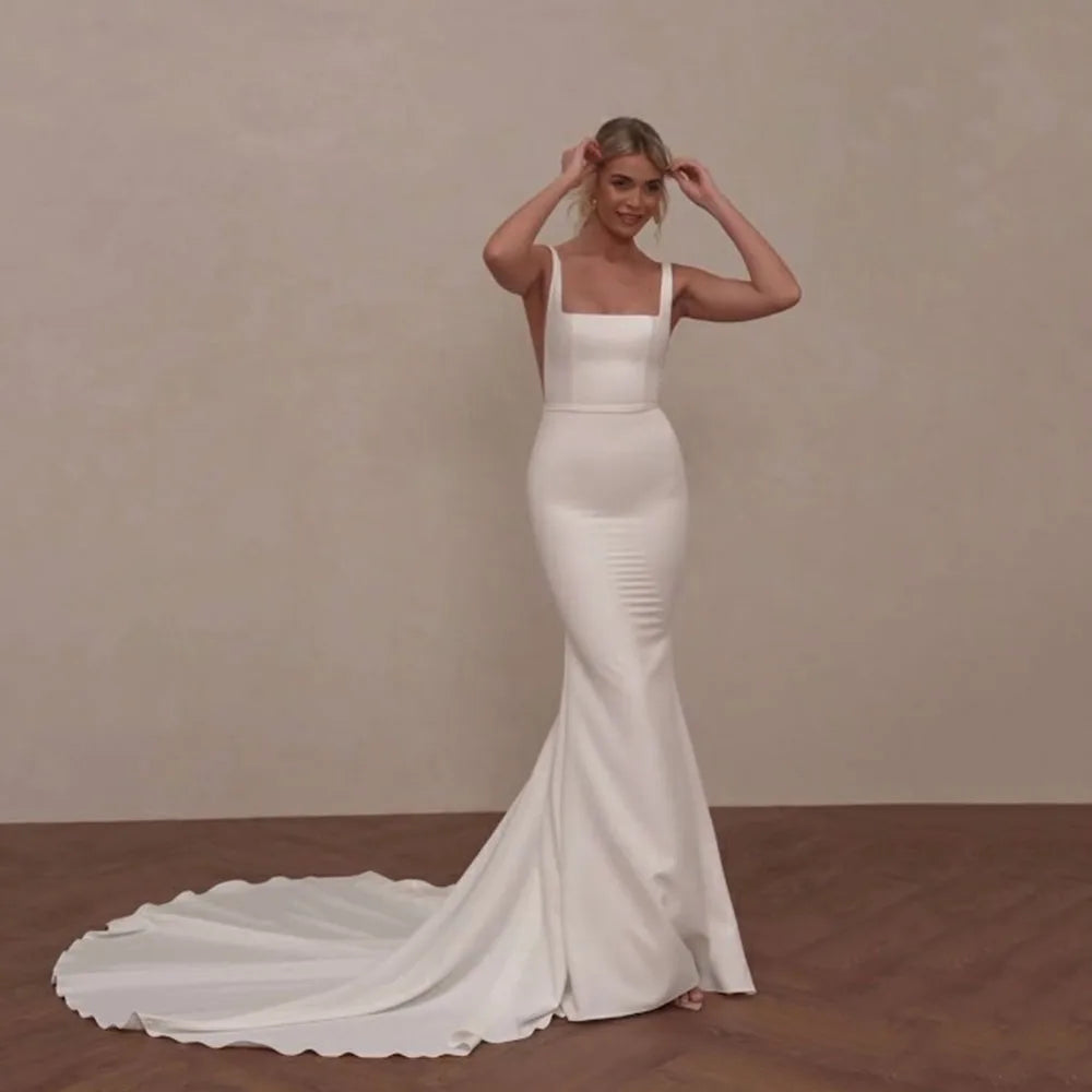 Cinessd Square Necking Wedding Dresses 2024 Formal Evening Dress For Brides Mermaid Bride Dress Custom Made Court Train