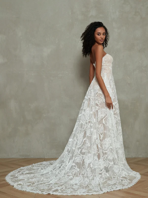 Strapless Vintage Lace Wedding Gowns with Sweetheart Neck-As Picture