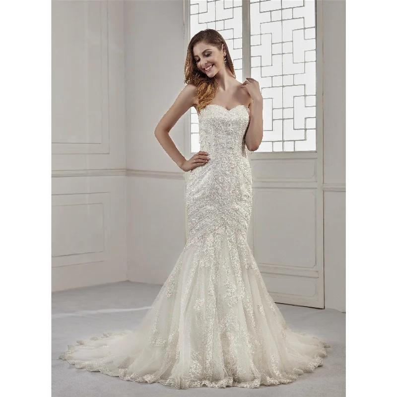 Sweetheart Art Deco Floral Appliqué Mermaid Wedding Dress