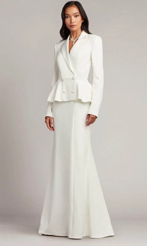Tadashi Shoji BOS23303LBR - V-Neck Tuxedo Long Gown