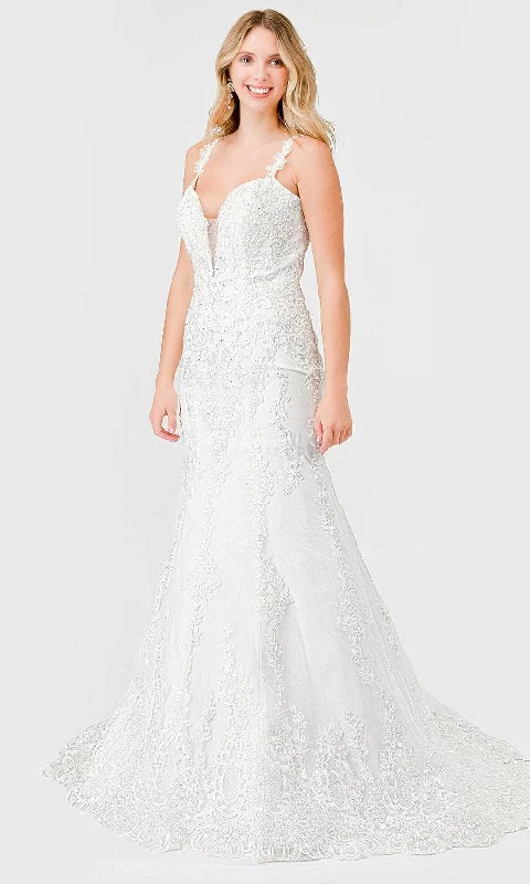 Trevi Collection MS0009 - Lace Appliqued Trumpet Bridal Dress