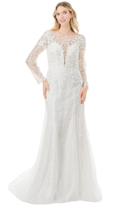 Trevi Collection MS0028 - Floral Lace Bateau Bridal Dress