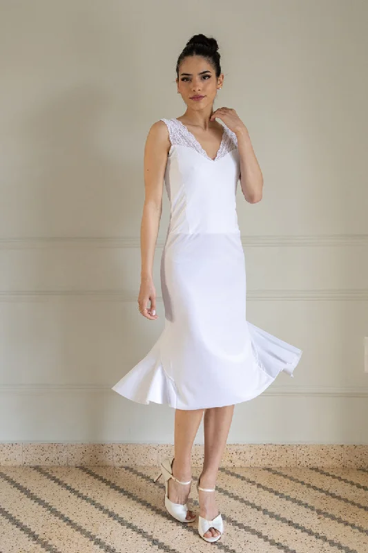 White Velvet Charlotte Tango Dress With Lace Details